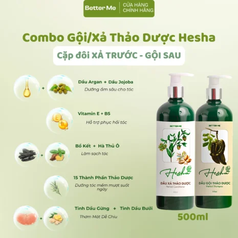 Combo Gội/xả dưỡng tóc thảo dược Hesha 500ml