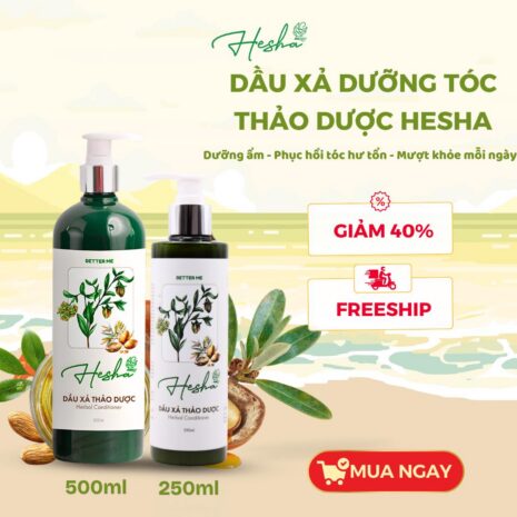 Combo Gội Xả Thảo Dược Hesha - Gội 500ml Xả 250ml